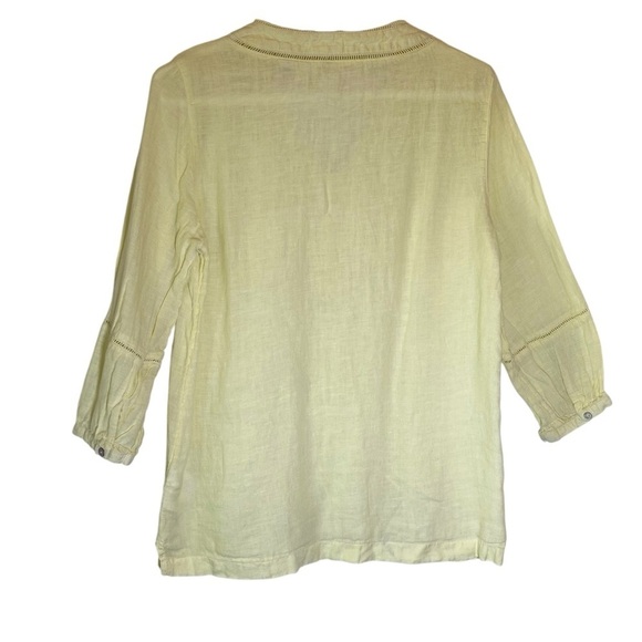 JOIE Lagenlook Women's size small Butter Yellow 3/4 Sleeve Relaxed Tunic Linen - Picture 4 of 5